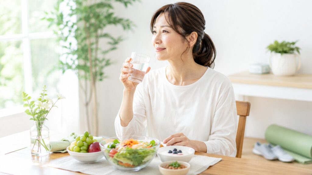 40代から知っておきたい酵素の基礎知識|体の変化と向き合う5つの習慣 4 酵素のちから 40代女性が食事や水分補給を意識する酵素習慣