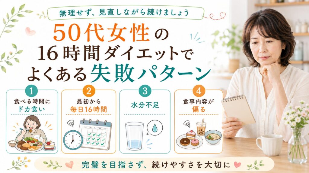 「頑張っても痩せない…」50代女性のための16時間ダイエット|無理なく続くファスティング習慣と成功のコツ 9 酵素のちから 50代 16時間ダイエットの失敗パターン