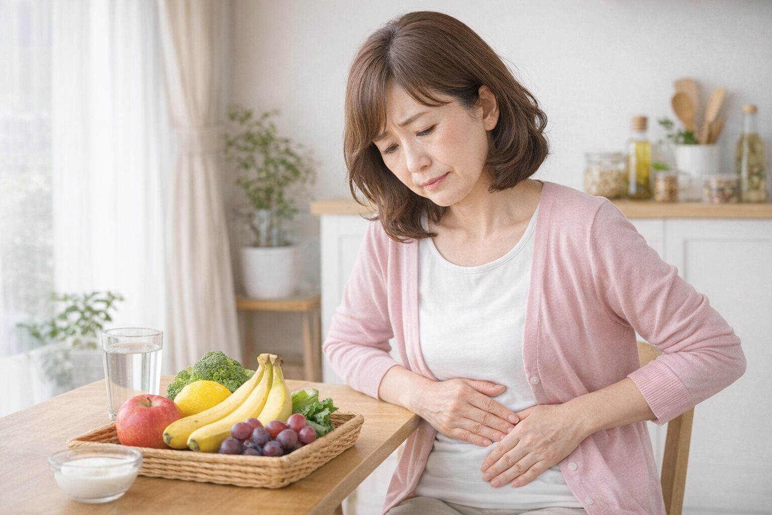 便秘で悩む中高年女性