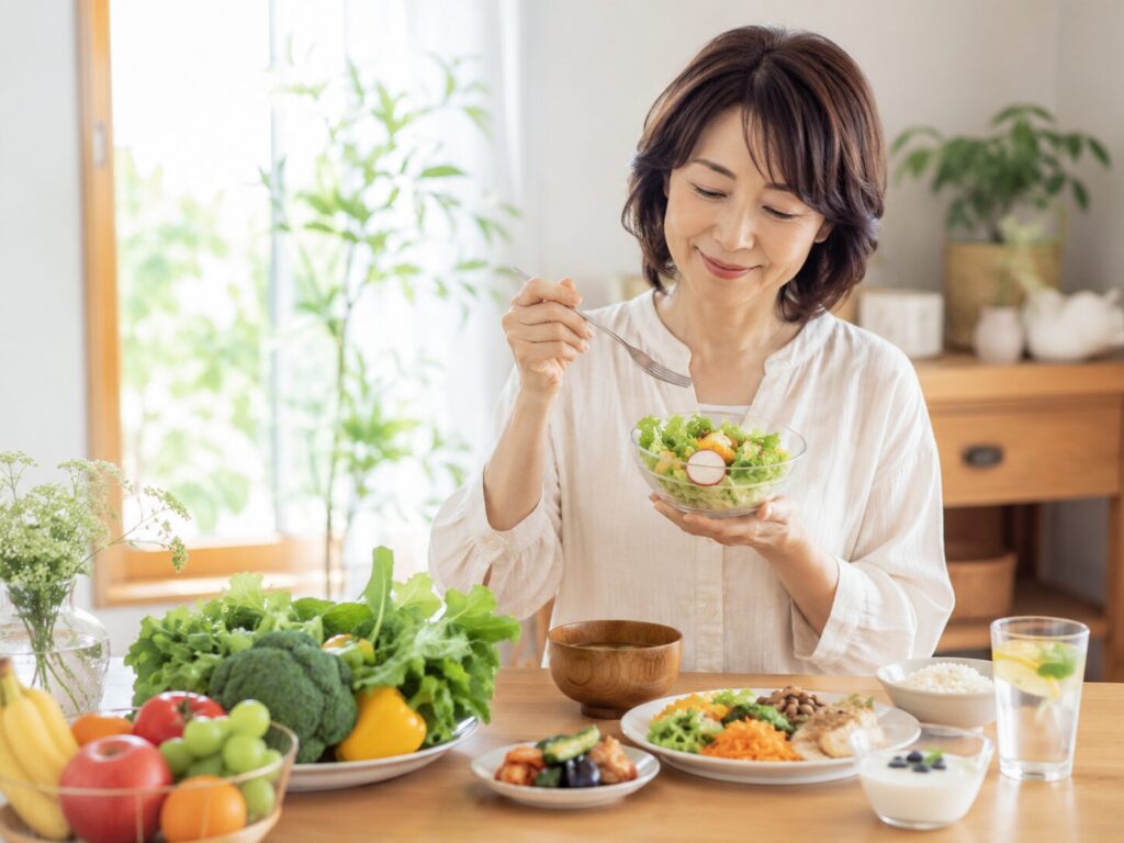 ヘルシーな食生活を心がけている中高年女性