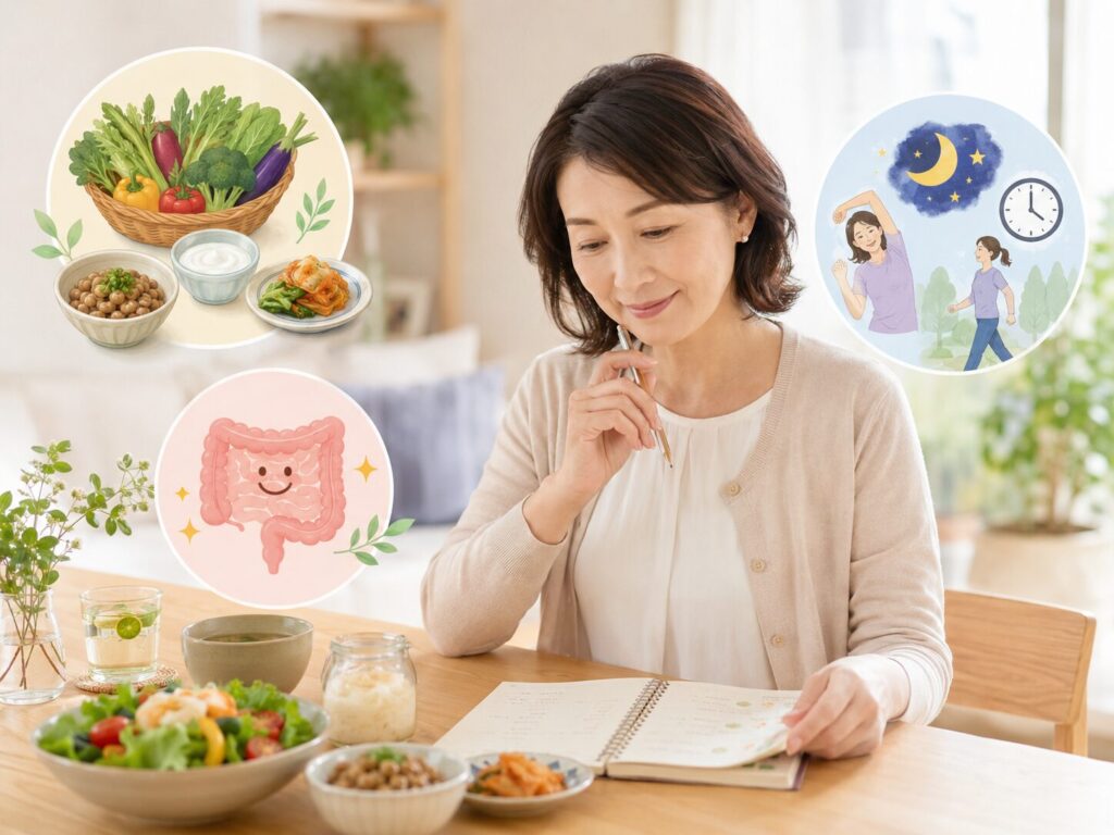 中高年の酵素ダイエットで痩せない理由|うまくいかない原因と見直しポイント 4 酵素のちから 生活習慣を見直している中高年女性
