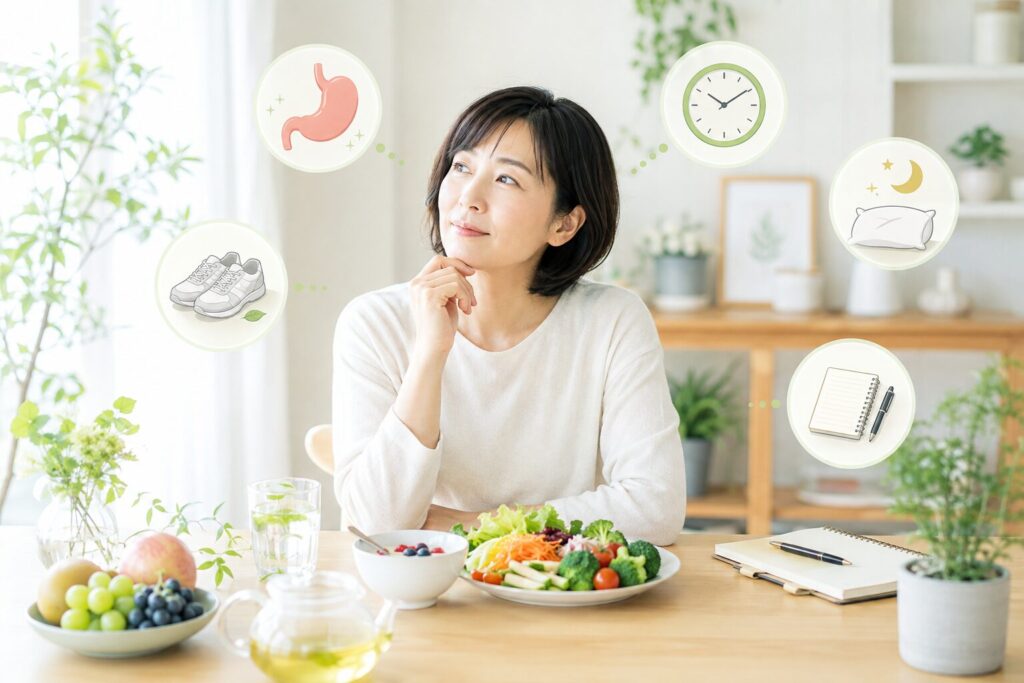 40代から酵素と生活習慣を意識する女性のイメージ