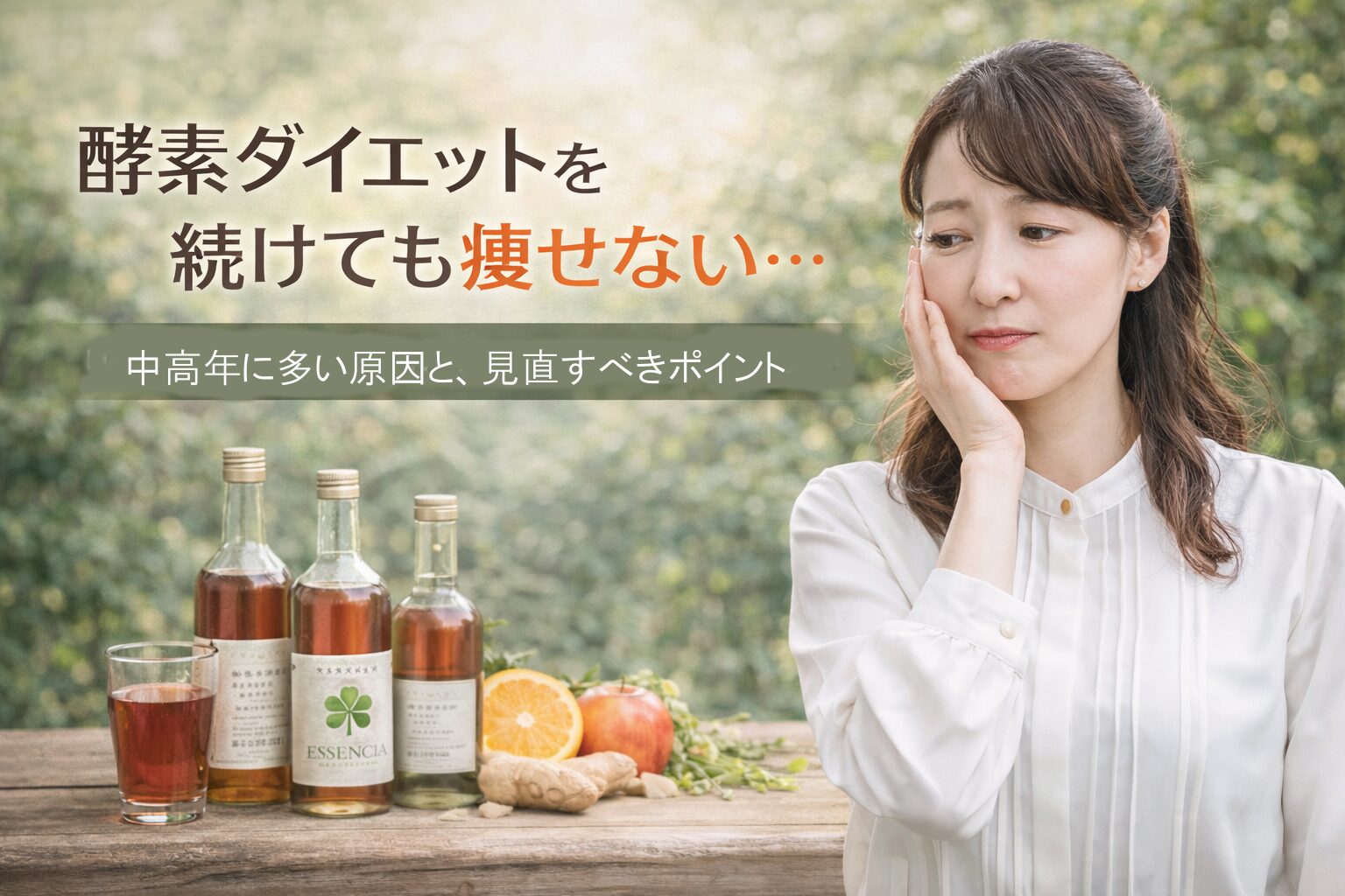 酵素ドリンクを飲んでも痩せないと悩む女性の画像