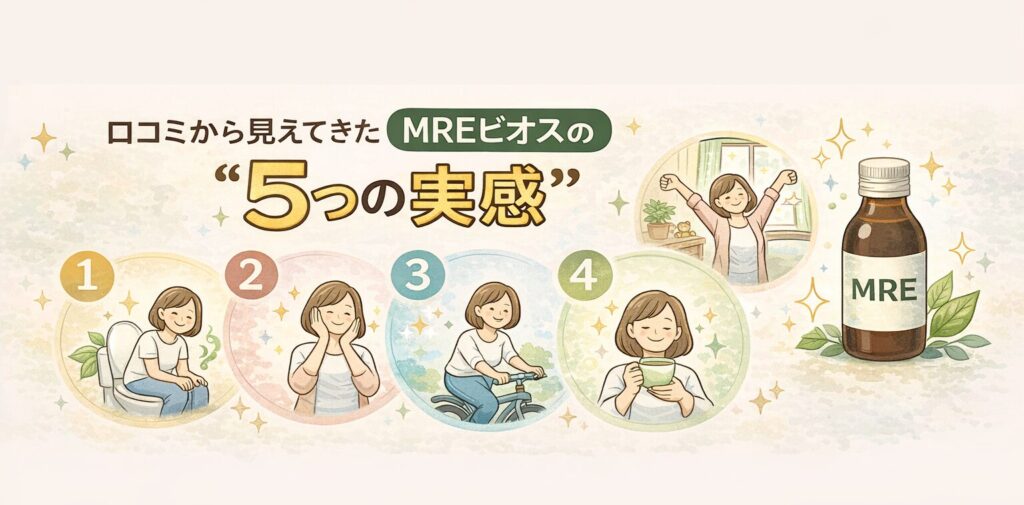 MREビオスの効果は本当?口コミで見えてきた“体の変化”と続け方のポイント(中高年向け) 6 酵素のちから MREビオスの“5つの実感”