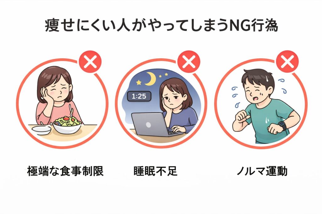 痩せにくい人がやってしまうNG行為