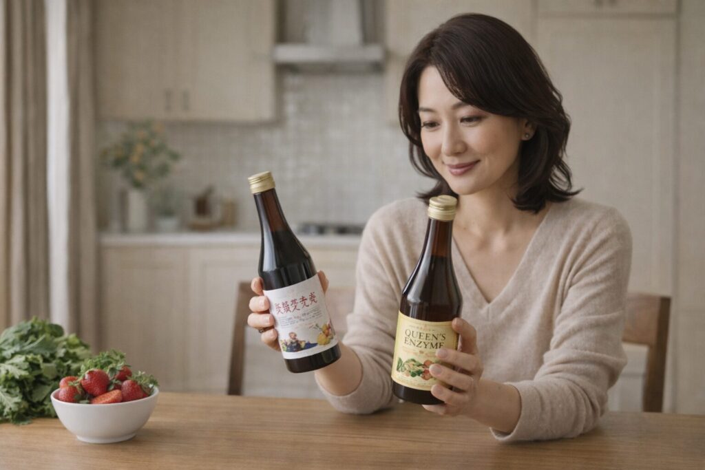 中高年におすすめの酵素ドリンク比較5選|失敗しない選び方ガイド 4 酵素のちから 自分に合う酵素ドリンクを選んでいる中高年女性