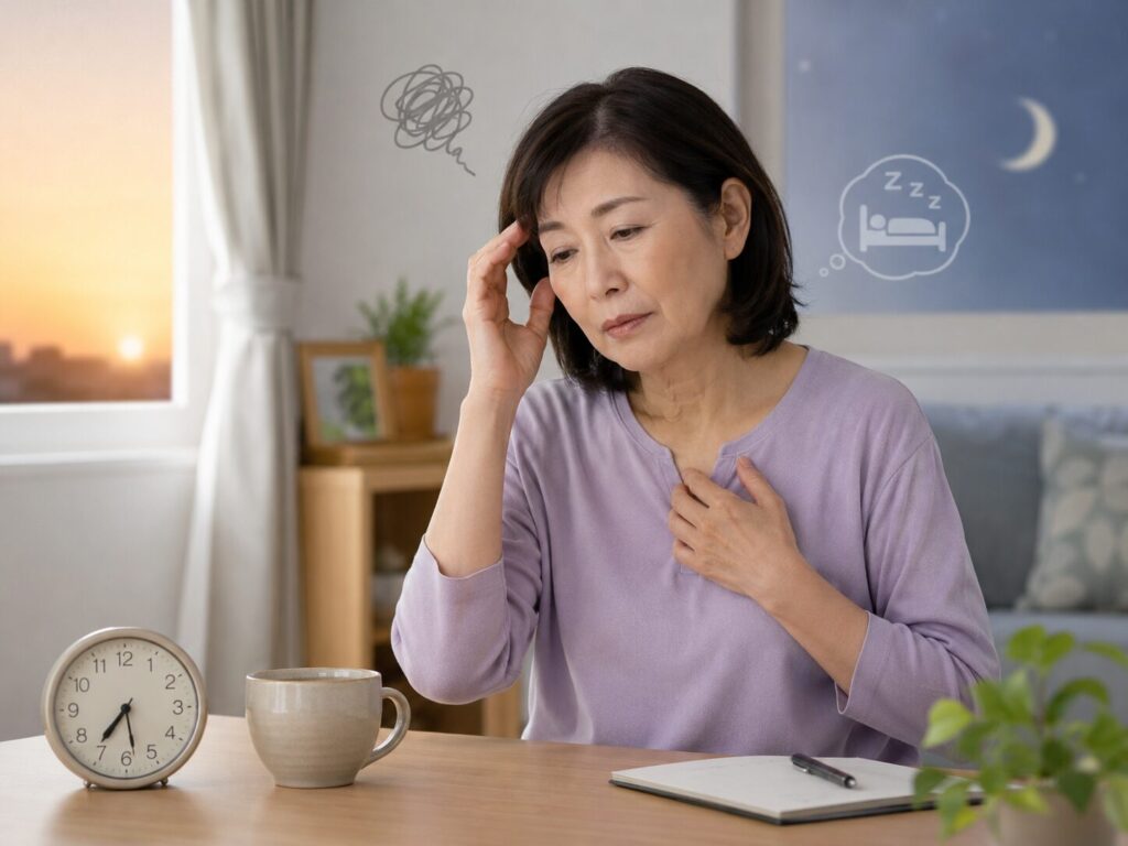 中高年の自律神経が乱れる原因とは?疲れやすい・眠れないを整える5つの習慣 2 酵素のちから ストレスで眠れない中高年女性