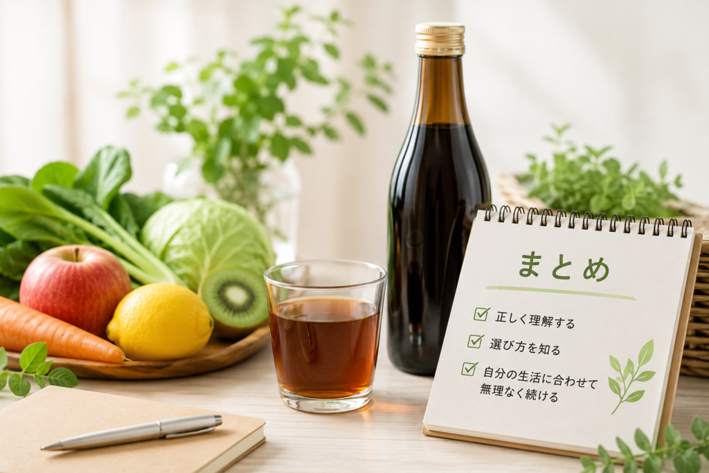 酵素ドリンクに含まれる「酵素」とは?体内酵素との違いをわかりやすく解説 16 酵素のちから 酵素ドリンクを正しく理解し、生活に合わせて取り入れるイメージ